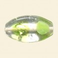 Green Glass Spotty Foiled Flat Oval Beads - 25mm x 15mm 