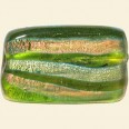 Green Hand Painted Glass Flat Rectangle Beads - 30mm x 20mm 