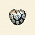 Black Handmade Glass Glitter Heart Bead - 15mm 