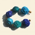 Blue/Turquoise Resin Rose Bead String - 16mm