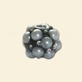 Black Shamballa Pave Bead with Imitation Pearls and Crystals - 15mm 