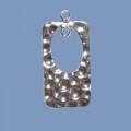 Sterling Silver Hammered Rectangular Charm - 20mm x 12mm 