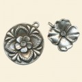 Set of Antique Silver Pendants with Crystal
