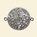 Rhodium Plated Disc Connector - 25mm - Set with Crystals