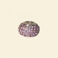 Pandora Style Metal Beads with Inset Lavender Crystals