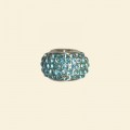 Pandora Style Metal Beads with Inset Aqua Crystals