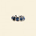 Pandora Style Metal Beads with Inset Blue Crystals