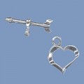 Silver Ring and Bar Clasp  - 10mm (Heart Shape)