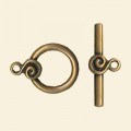 Antique Gold Plated Bar and Ring Fastener