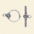 Antique Silver Plated Bar and Ring Fastener