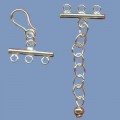 Silver Bars and Chain 3 String Clasp - 15mm 