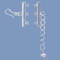 Silver Bars and Chain 3 String Clasp - 25mm 