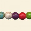 Multicolour Dyed Howlite Round Bead - 10mm - 16" String