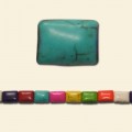 Multi Colour Dyed Howlite Bead String - Flat Oblong Shaped 