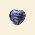 Lavender Glass Silver Foil Heart Bead - 15mm - Pack of 10 