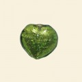 Lime Glass Silver Foil Heart Bead -15mm - Pack of 10