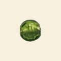 Lime Glass Silver Foil Flat Disc Bead - 12mm 
