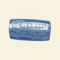 Light Blue Glass Silver Foil Flat Tube Bead - 22mm x 10mm 