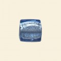 Light Blue Glass Silver Foil Flat Square Bead - 14mm 