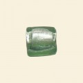 Light Green Glass Silver Foil Flat Square Bead - 14mm 