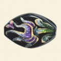 Lavender Hand Painted Glass Flat Oval Beads - 28mm x 15mm 