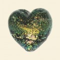 Green Dichroic Glass Bead Heart - 25mm  