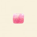 Pink Dichroic Glass Sparkle Flat Cube Bead - 10mm 