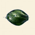 Green Glass Silver Foil Twist Bead - 20mm x 15mm 