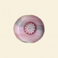 Pink Glass Cushion Bead with Millefiori Badge - 18mm 