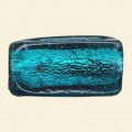 Aqua Glass Silver Foil Flat Oblong Bead - 35mm x 20mm 