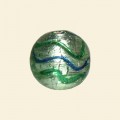 Green Glass Silver Foil Round Beads - 16mm 