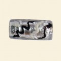 Black Glass Silver Foil Tube Beads - 25mm x 10mm 