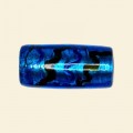 Blue Glass Silver Foil Tube Beads - 25mm x 10mm 