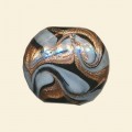 Black Glass Gold Foil Cushion Bead - 20mm 