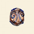 Blue Glass Handmade Flat Disc Gold Foil Beads - 15mm 