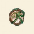 Green Glass Handmade Flat Disc Gold Foil Beads - 15mm 