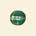 Green Glass Silver Stripe Flat Disc Bead - 15mm 