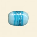 Blue Glass Silver Stripe Flat Rectangle Bead - 20mm x 15mm 