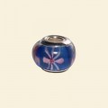 Blue Pandora Style Glass Bead with Metal Inserts - 12mm 