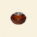 Topaz Pandora Style Glass Crystal Faceted Beads with Metal Inserts - 12mm 