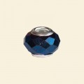Bermuda Blue Pandora Style Glass Crystal Faceted Beads (Special Effects) with Metal Inserts - 12mm 