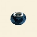 Navy Blue Pandora Style Glass Crystal Faceted Beads (Special Effects) with Metal Inserts - 12mm 