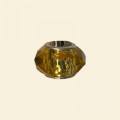 Yellow Pandora Style Glass Crystal Faceted Beads with Metal Inserts - 12mm 