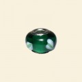 Green Pandora Style Glass Bead with Metal Inserts - 12mm 