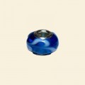Blue Pandora Style Glass Bead with Metal Inserts - 12mm 