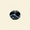 Black Pandora Style Glass Bead with Metal Inserts - 12mm 