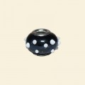 Black Pandora Style Glass Bead with Metal Inserts - 12mm 