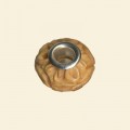 Pandora Style Wood Effect Bead with Metal Inserts - 12mm 