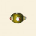 Lime Pandora Style Glass Beads with Metal Inserts - 12mm 