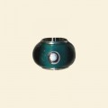 Green Pandora Style Glass Bead with Metal Inserts - 12mm 